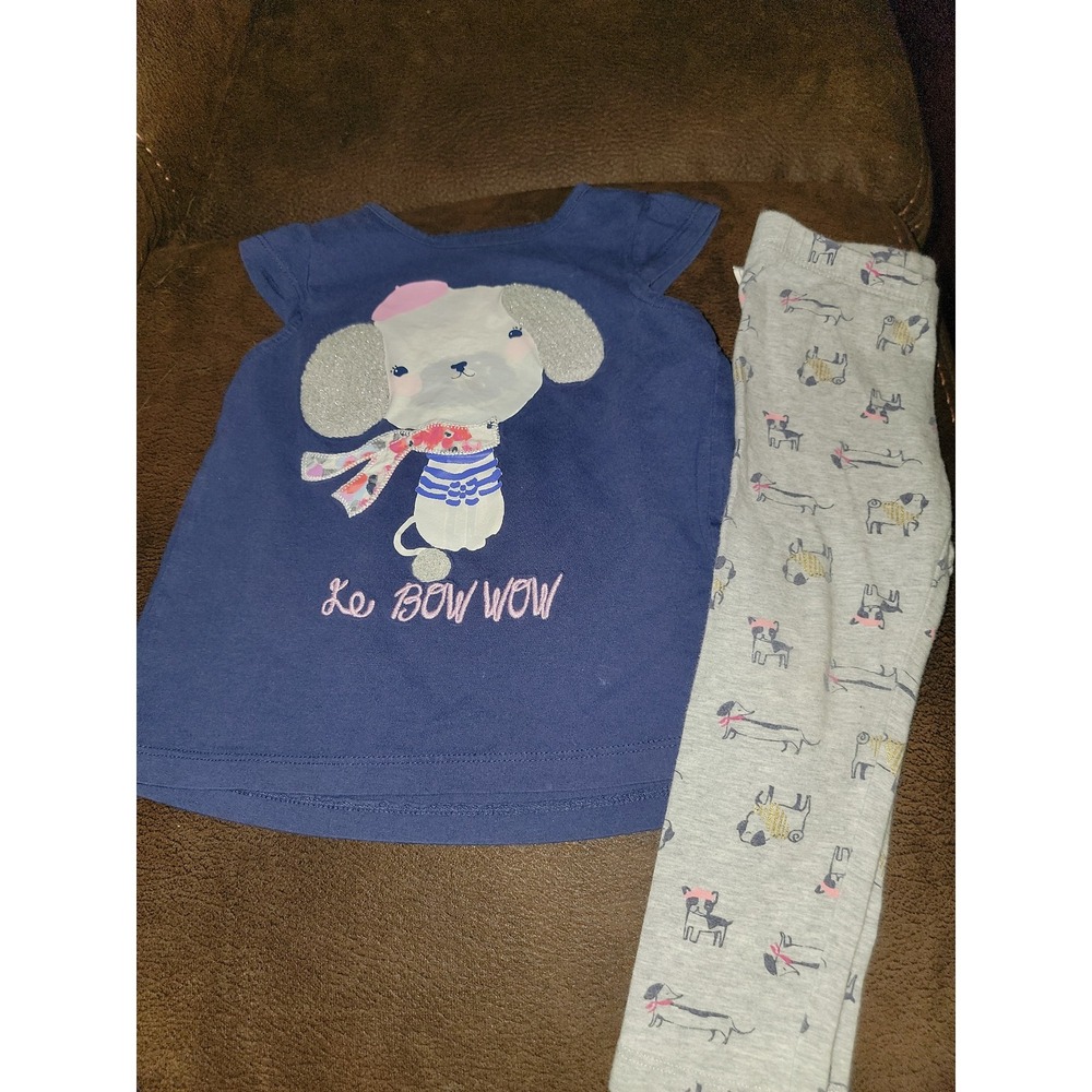 Gymboree Eiffel flowers dog top and leggings le bow wow size 2t outfit